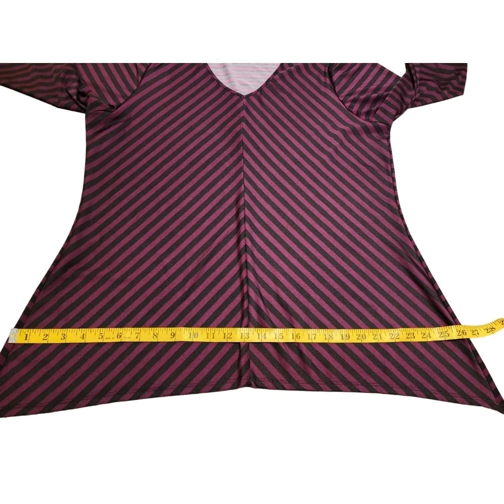 Elementz Woman Plus Size 1X Purple Black Stripe Top - Picture 7 of 11